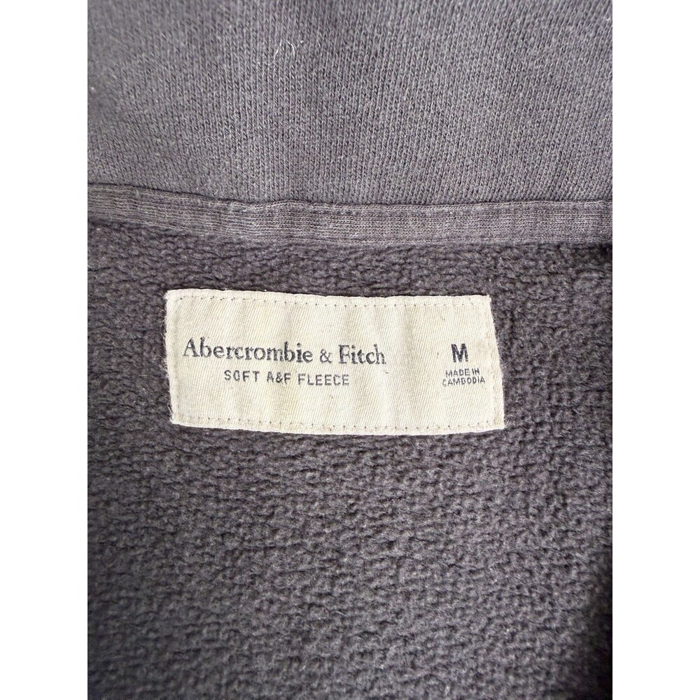 Abercrombie & Fitch Men's M Gray Fleece 1/4 Zip Mock Neck Pullover Logo - Picture 2 of 6